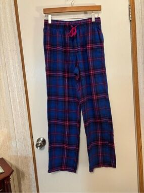 Sonoma Blue Plaid Pajama Pants with Pink Drawstring
